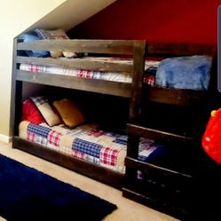 Bunk Bed Black Solid Wood