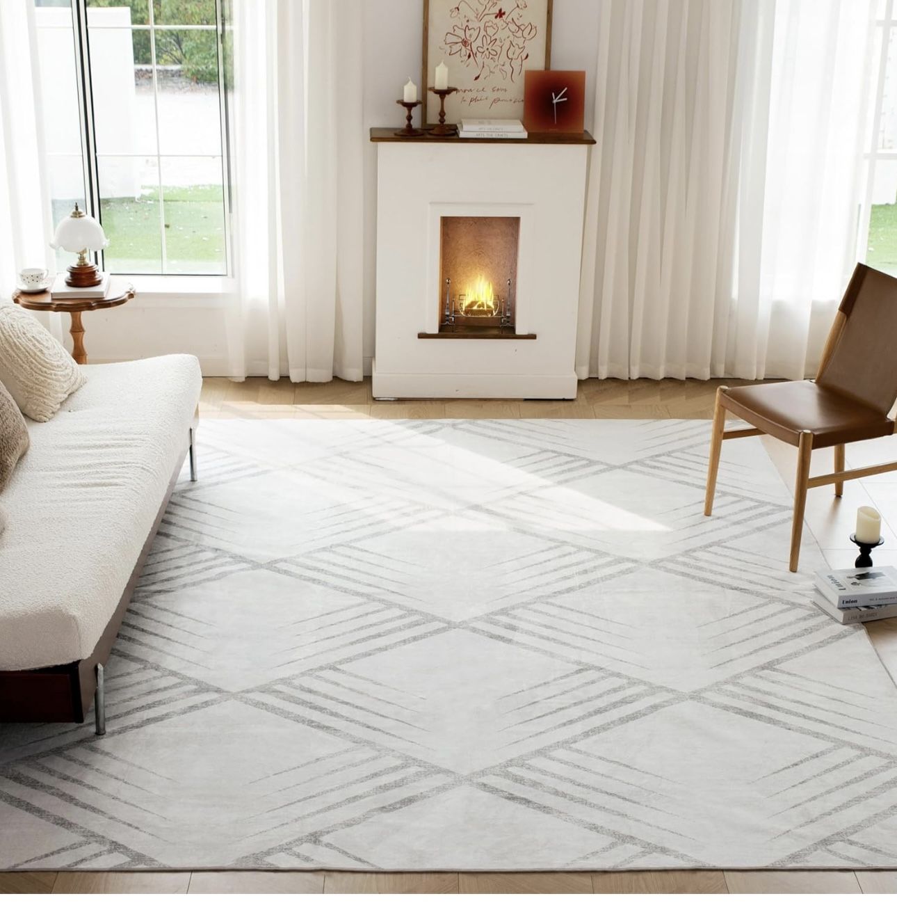 9x12 Boho Area Rug Non Shedding Washable Rug Non Slip Backing Modern Geometric Carpet Bohemian Thin