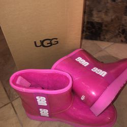 UGG Classic Clear Mini Ankle Rain & Snow in Taffy Pink-Size 10-77064 