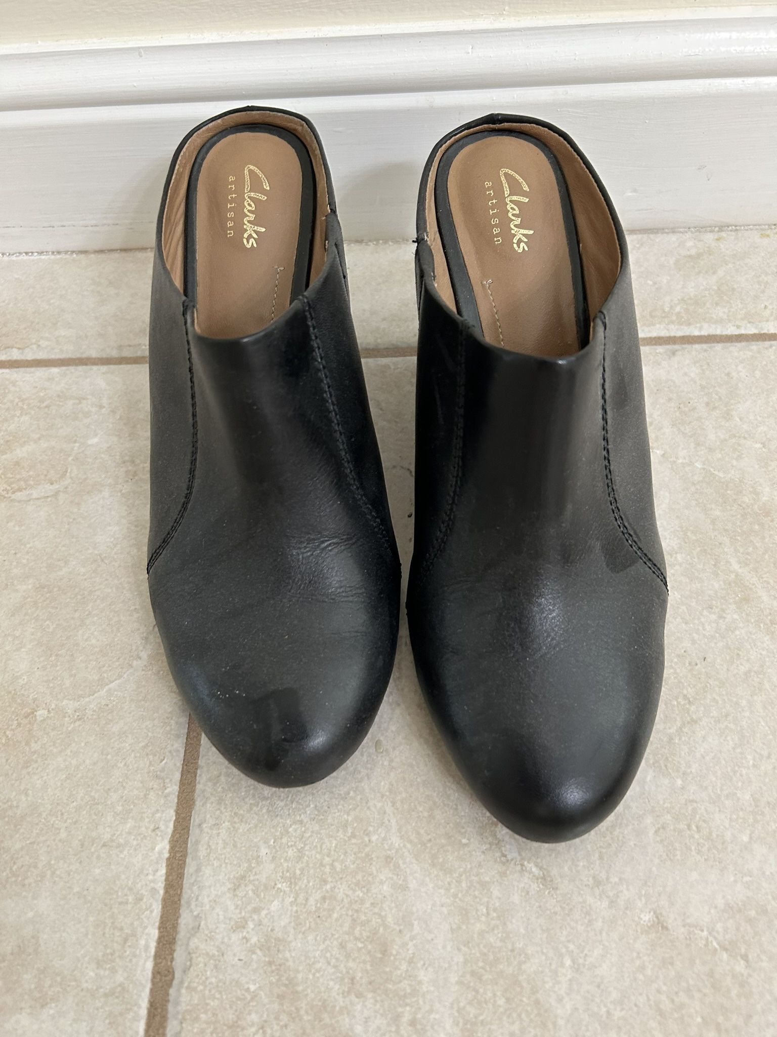 Leather Wedge Clogs