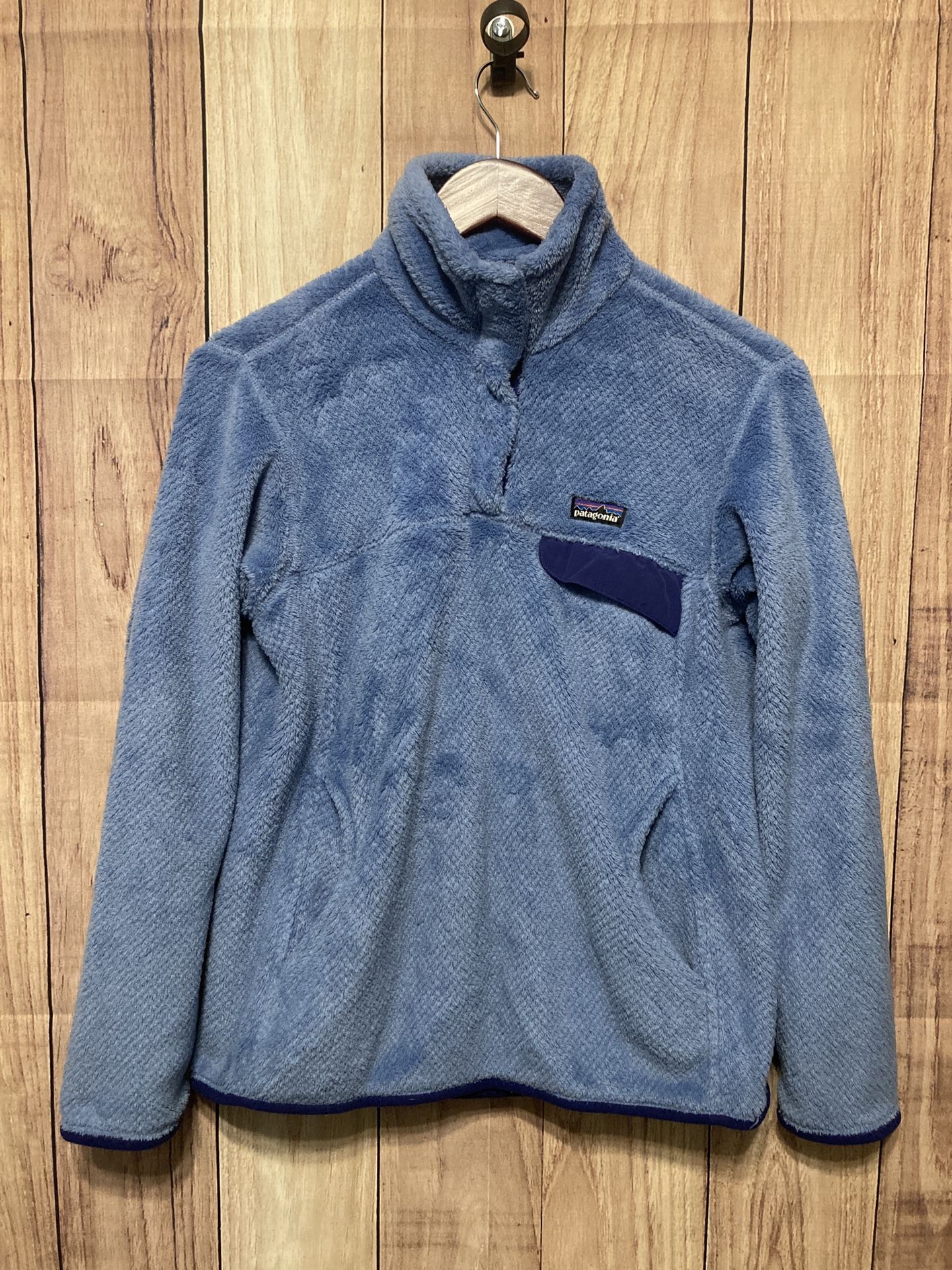 Patagonia Medium women’s quarter fleece snap top sweatshirt blue re-tool