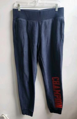Champion Sweatpants Women Medium Reverse Weave Blue Red Spellout Logo Joggers