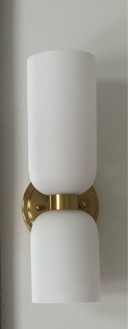 Modern Brass & Frosted Glass Double Wall Sconces – 3 Available