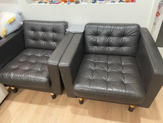 Leather black couch set