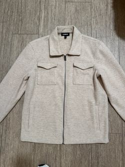 Express men’s shacket jacket full zip ivory small
