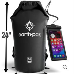 Earth Pak 55-Liter Waterproof Dry Bag For  kayaking Beach Trips, Rafting, & Hiking