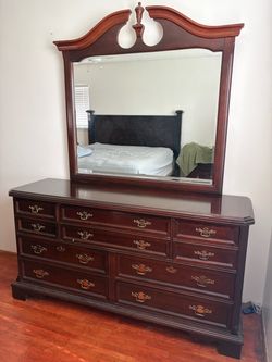 Cherry wood dresser W/  mirror