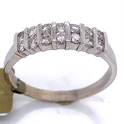 0.50 TCW round diamond cocktail ring band in solid 14k white gold size 9.5