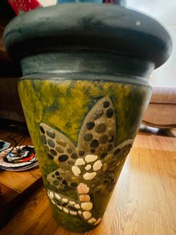 Vintage Roseville Rosecraft Panel Green Art Pottery Floor Vase