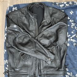 Black Leather Biker Jacket XL $50 OBO