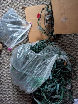 Free 3 Sets Xmas Outdoor Lights String READ AD - Not Working But With Extra Bulbs - You Fix Find Bad Ones 