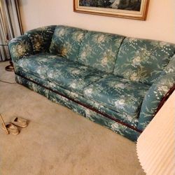 Teal Floral Sofa, Needs Cleaned.