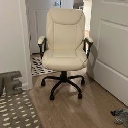 Ivory Leather Desk Chair $40 