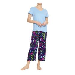 Hue Ladies Cooling Capri 2 Piece V-Neck Pajama Set