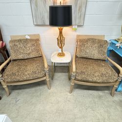 Leopard Fabric French Bergere  Chairs