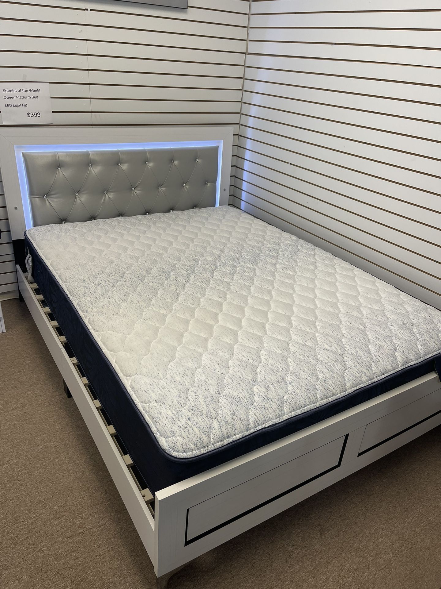 Queen Platform Bed With LED Lighting