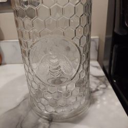 Glass Honey Bee Hive  Jar Container Lid