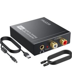 PROZOR 192KHz Digital to Analog Audio Converter DAC Digital SPDIF Optical to Analog L/R RCA Converter, Toslink Optical to 3.5mm Jack Adapter 