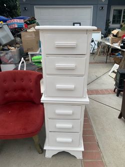 White Tall Narrow 6-Drawer Dresser
