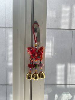 Traditional Tibetan Embroidered Red tiger Wind chimes home decor