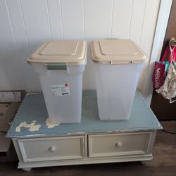 2 Pet Food Storage Containers, 55qt (42lbs Of Dry Food)