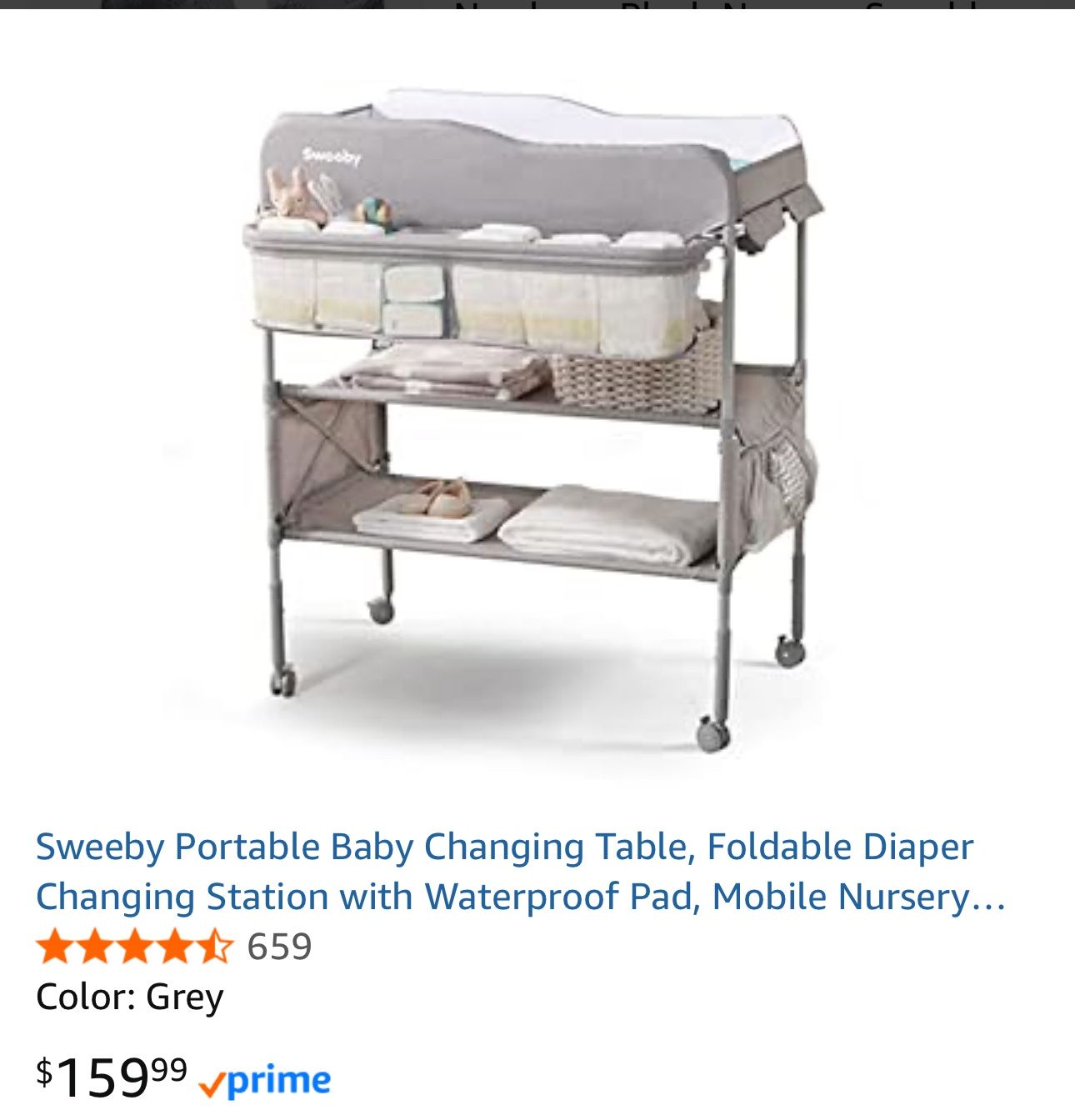 Portable Baby Changing Table, Foldable Diaper Changing Station with Waterproof Pad, Mobile Nursery Organizer for Infant & Newborn Essentials, G