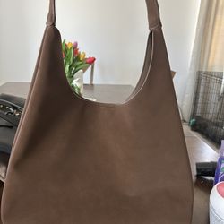 Suede brown handbag
