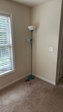 Teal Torchiere Floor Lamp with Reading Light
