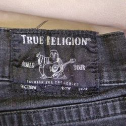 True Religion Geno No Flap Men's Size 34 Waist Slightly Used Black Jeans