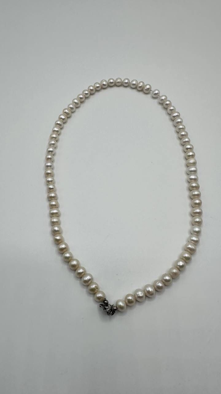 Natural pearl beads with silver