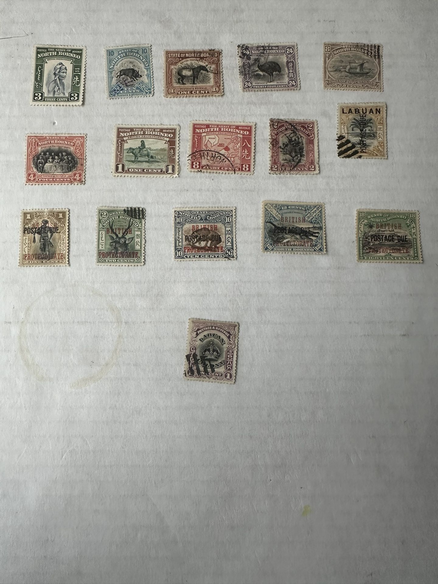 North Borneo Small Stamp Group Of 16
