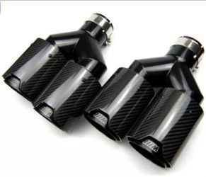 Dual compatible with BMW 118i 220i 320i 840i M3 M4 63mm (2.48IN) -101mm (3.97IN) output automotive carbon fiber exhaust dual end tailpipe