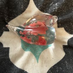 Hand Blown Glass Bird With Red Color Insurers