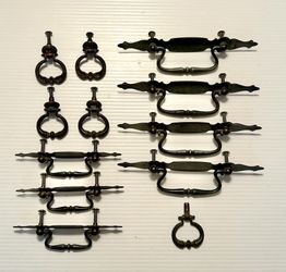 Vintage Set of 11 Brass Cabinet Pulls w Screws Tap See More for All Info 