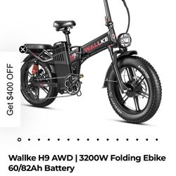 Wallke Ebike 60ah Battery 200miles+ Range 