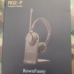  Wireless Headset with Mic for Work-Bluetooth Over Ear Headphones with Microphone,Noise Cancelling with Mute & USB Dongle for Computer/Phones/Remote W