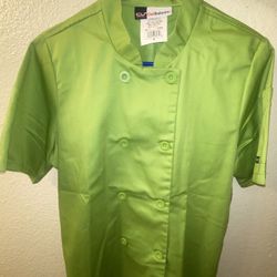 Women’s Medium Green Pocket Short Sleeve Chef Coat 