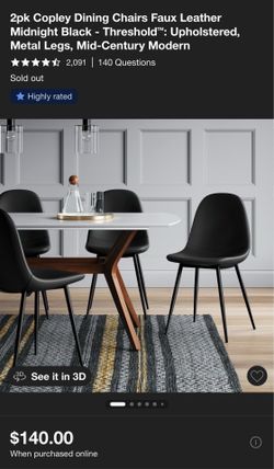 4pk Copley Dining Chairs Leather Black (4 piezas) Sillas de comedor