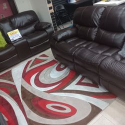 *Labor Day Now*---Madrid Brown Leather Reclining Sofa/Loveseat Sets---Delivery And Easy Financing Available 