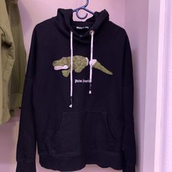PALM ANGELS Croco Hoodie Black/ Green Size L