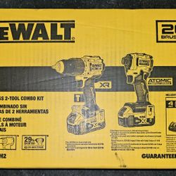 Dewalt 20-Volt Brushless Cordless Compact Hammer Drill And Compact Impact Driver Kit W/ Two 4ah Batteries, Charger And Contractor Bag Included 