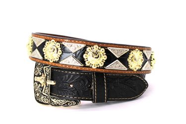 Western Belt Cowboy Gold Silver Black Brown Rooster Concho Star Concho Belt Pants 28 30 32 34 36 38 Cinto Vaquero