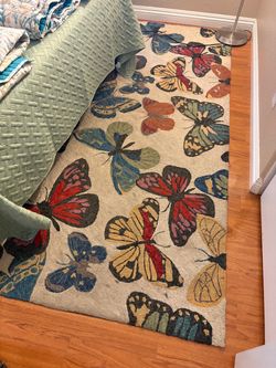 Multicolor Butterfly Print Area Rug