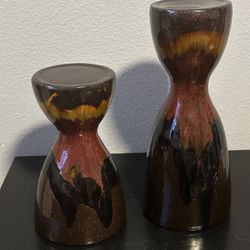 Pier 1 Imports Ceramic Pillar Candle Holders 