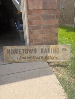 Aged Metal Sign - Hometown Baking Co