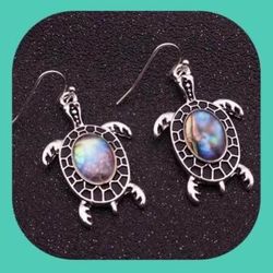 New Absolutely Beautiful Abalone Sea Turtles 🐢 Multi Colorful Earrings