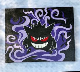 Hand painted Gengar canvas painting