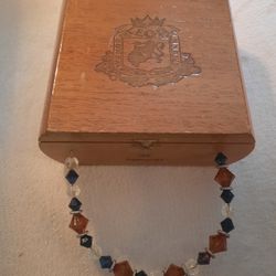 Vintage Upcycled Premium Cigar Box Purse With Beaded Handle From Nicaragua