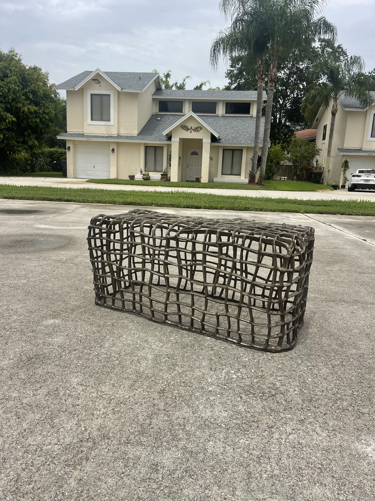 Four Hands Marlow Zander Outdoor Bench – Sculptural Designer Iron Bench