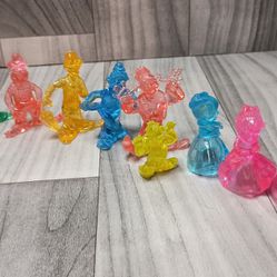Lucite Clown Clear Plastic Toy Figure Prize  Multi Color Translucent Vintage 